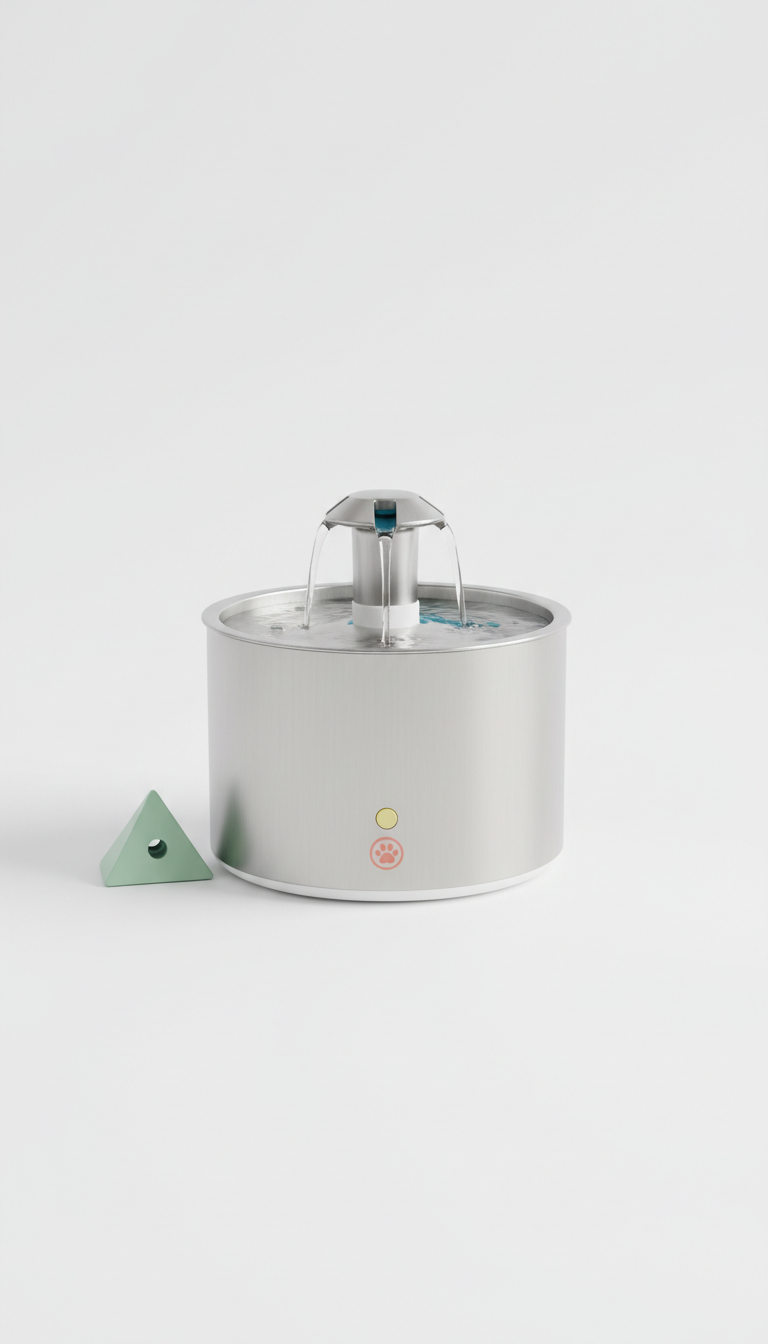 Fuente para gatos de acero inoxidable